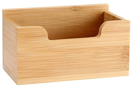 BSTKEY 1 Pack Bamboo Index Card Display Stand for 3x5 inch Index Card | Decorative Index Card Storage Rack Note Card Storage Tabletop Business Name Card Holder for Home Office (No Card)