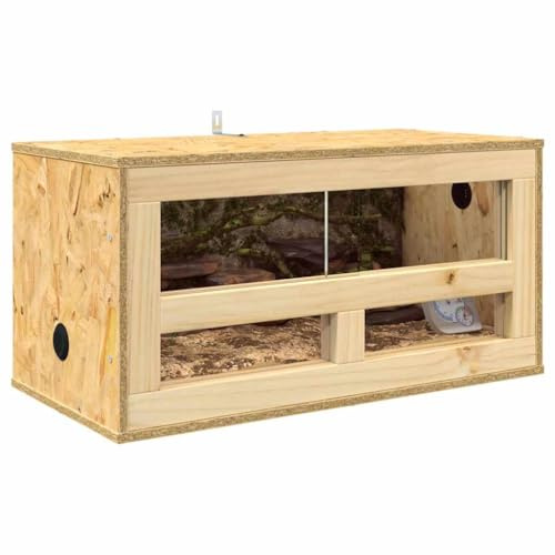 Terrarium en Bois, Terrarium Boîte d'alimentation pour Reptiles Amphibiens Marron 60 x 30 x 30 cm OSB