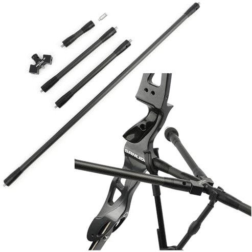 FQH 3K Carbon Balance Bar Stabilizer Set - Archery Damper for Recurve Bow & Compound Bow Hunting (Black 28in 45°)
