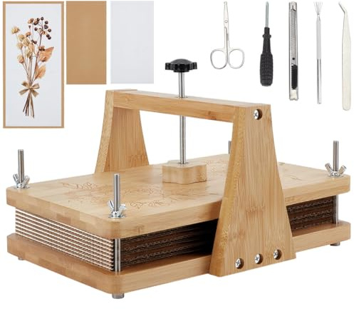 ORIGACH Kit de prensa de flores de impresión uniforme, juego de prensa de flores grande de madera multicapa para preservar flores secas, regalo de arte para amantes de las manualidades, 28 × 21 × 14
