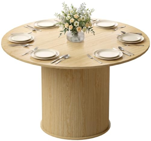 HOMCOM Table à Manger Ronde pour 4-6 Personnes Ø 120 x 75 cm Bois Naturel