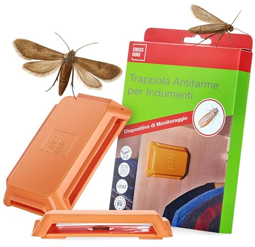 SWISSINNO Kleidermottenfalle – Pheromonfalle zur Früherkennung von Kleidermotten – Geruchlos & Diskret – Gegen Textilschädlinge wie Tineola bisselliella – 2 Fallen