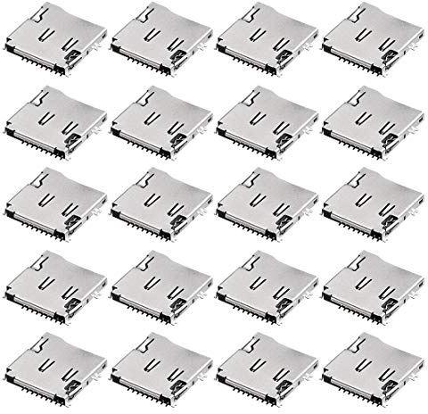 sourcing map Micro SD (TF) Card Socket Holder SMT Surface Mounted Devices Push Type 9 Pin 20pcs