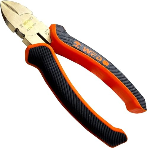 WEDO Non-Sparking Diagonal Cutting Pliers 6”, Spark-Free Side Cutters Pliers, Wire Cutters, Flush Cutting, BAM & FM Certificate, Aluminum Bronze, For Electrical and Homes