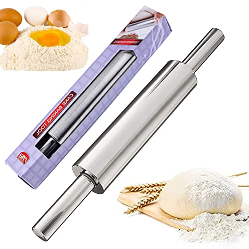 Mattarello Acciaio Inox, Mattarello Acciaio Inox, Rolling Pin, Mattarello Antiaderente per Pasta di Zucchero, Ravioli, Biscotti, Tortellini, Dolci e Pizza, Pasta Sfoglia