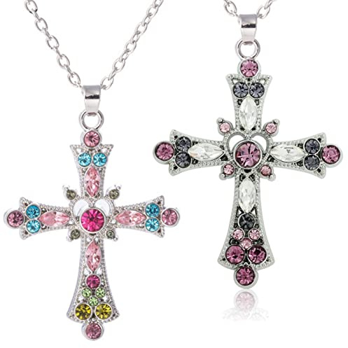 LIKGREAT Cross Necklace for Women Religious Faith Gift Jewellery Infinity Crucifix Crystal Pendant for Girls 18 Inches Long with Adjustable Chain