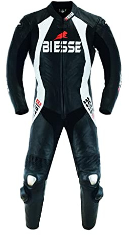 BI ESSE Tuta Moto Uomo In Vera Pelle Intera Per Uso Pista Con Protezioni Rimovibili Certificate Professionale Con Gobba Aerodinamica Ideale Per Strada, Pista, Traforata, Taglio Anatomico