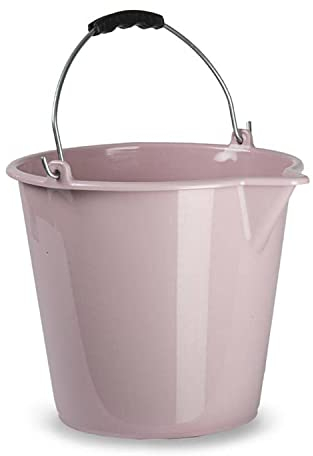 CABLEPELADO Cubo Plástico de Limpieza Doméstica y Jardín, 22 cm Alto x 28 cm Diámetro, 7 Litros, Asa de Agarre, Rosa Claro