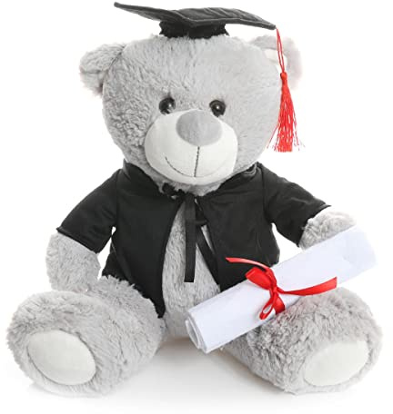 FURRY PLANET TOYS Graduation Teddy Bear 9” / 23 cm - Gift for Her Him Present Cute Bear with Scroll, Robe and Hat