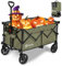 Sekey XL Bollerwagen Faltbar 150L 150KG mit Bremsen, Faltbarer Bollerwagen Handwagen Geländereifen, Zusammenfaltbar aus 4 Richtungen, Verstellbarer Handgriff, XL-G 4014, Olivgrün