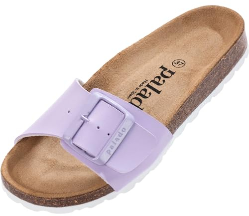 Palado Pantoletten Damen Malta EGS Matt – bequeme Sandalen Made in Spain - Hausschuhe mit dämpfendem Kork-Fußbett - modische Sommerschuhe Flieder UK6 - EU39