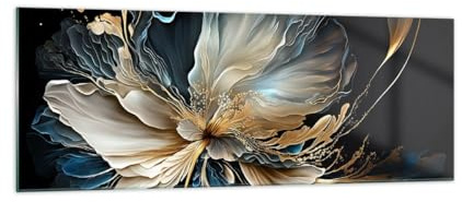 Quadro su Vetro Fiore Botanica Art Deco Stampe da Parete in Vetro 140x50cm Quadri Moderni Soggiorno Camera da Letto Cucina 1 pezzo Grandi XXL Decorazione Murale Wall Art Immagini GAB140x50-5766