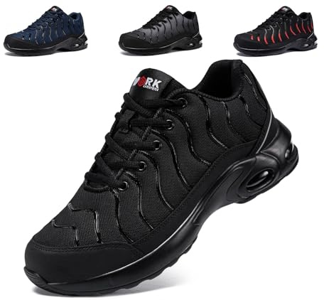 LARNMERN Steel Toe Steel Toe Cap Trainers Mens Safety Safety Trainers Work Trainers Lightweight Safety Safety Shoes Work Shoe Comfortable Protective Footwear Size 11UK/46EU,Black