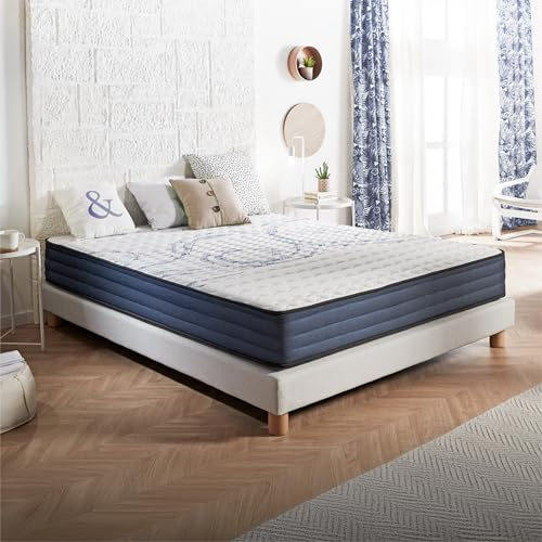 Naturalex - Colchón Viscoelástico 135x190 cm + Regalo 2 Almohadas 60x60 - Altura 21 cm Dream - Espuma Transpirable HR + Blue Látex - Equilibrado - Máximo Comfort - Hipoalergénico - Reversible