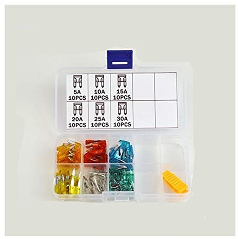 TMP1105 60 Stück Mini Autosicherungen 5A 10A 15A 20A 25A 30A Amp Clip Box ZINK Sortiment Auto Flachsicherungen Set Fahrzeug Boot