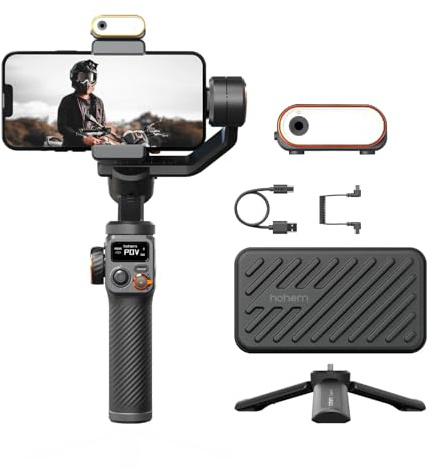 hohem iSteady M6 Kit Gimbal Smartphone 3-Achsen-Handy Stabilisator mit Magnetischer AI-Tracker RGB-Fülllicht 0.91 Zoll OLED-Display Max. Nutzlast 400g,Gimbal für iPhone Android