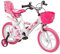 Baroni Toys Bicyclette pour Filles, Rose avec cœurs, vélo Design avec Porte-Bagages et Roues incluses, Bicyclette en Acier avec Panier pour Filles, Rose, cœurs, Taille 12, 14 et 16 (14)
