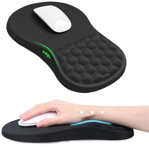 Mouse Pad – Ergonomic Mouse Mat Wrist Rest with Massage Design, Wrist Rest Pain Relief Mouse Pad with Memory Foam, MouseMat for Wireless Mouse and Desk