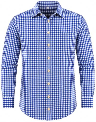 TR Martha Traditionell skjorta för män, Oktoberfest skjorta, outfit, rutig skjorta, röd, traditionella skjortor, fritidsskjorta, långärmad rutig skjorta, bomull, S-3XL