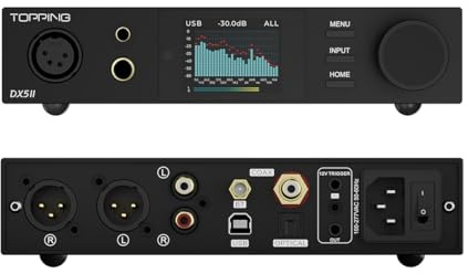 Topping DX5 II Vollständig symmetrischer DAC Kopfhörerverstärker Combo - Dual ES9039Q2M 10 Band PEQ DSD512 Native PCM768kHz 6,35mm SE 4,4mm symmetrisch 4pin XLR symmetrisch Ausgang (Schwarz)