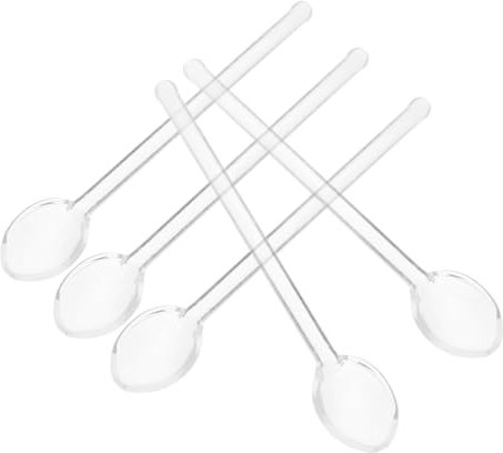 GRIRIW 5 pezzi Cucchiai Vetro per Cucchiaio Mini Vetro Borosilicato da per Tè Espresso e Dessert Resistenti Al Calore e Lavabili Lavastoviglie