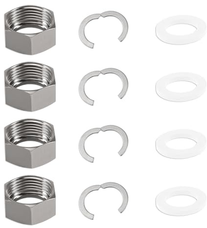 Silkwish Lot de 4 raccords de tuyau ondulé en acier inoxydable de 1 pour câble solaire et sanitaire | Avec 4 capuchons de vissage pour tuyau ondulé + 4 clips + 4 joints