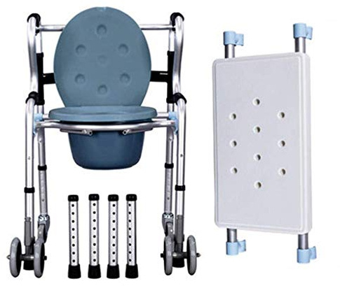 QHLMLL Andador Plegable Ajustable, portátil, Ligero, Compacto, Ayuda médica para Caminar para Personas Mayores discapacitadas, con Asiento de Aire y Inodoro
