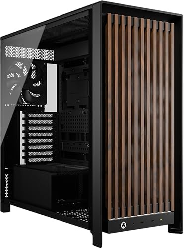 CORSAIR Frame 5000D Wood RS Mid-Tower ATX PC Case – Solid Wood Airflow Panel, 3X Pre-Installed Fans, Modular Customization, Spacious Interior, GPU Anti-Sag – Black/Walnut