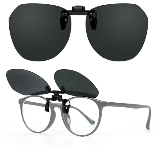 Kiiwah Clip Lunettes de Soleil Polarisées, Flip Up Clip Solaire pour Lunettes de Vue Anti-UV Ultra Léger Surlunettes de Soleil pour Homme Femme Conduite