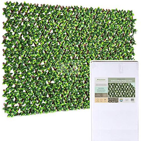 NatraHedge 20''X50'' Artificial Privacy Grass Wall Decor, Ficus Leaf, Faux Trellis, Expandable Lattice Panels for Indoor, Outdoor, Garden and Balcony Greenery Wall Fence Screen