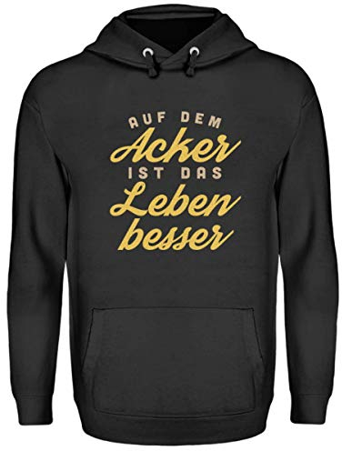 Chorchester Sweat à capuche unisexe avec inscription en allemand « Auf dem Acker ist Das Leben Besser », noir de jais, M