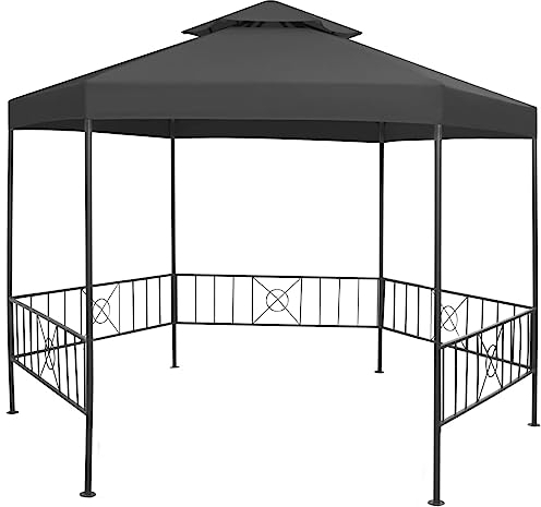 vidaXL Belvédère de Jardin Chapiteau Tente de Réception Tonnelle Pavillon Terrasse Patio Extérieur Réunion de Famille 323x275x265 cm Anthracite