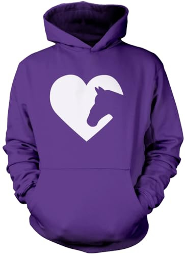 Horse Heart - Unisex Hoodie - I Love My Horse Riding Pony 9-11 Years Purple