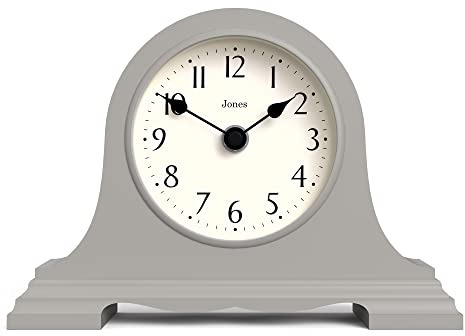 JONES CLOCKS® Speakeasy kaminuhr | Klassisches Design des napoleonhutes | Grau | Zeitgenössischer klassischer Stil für Schreibtisch, Tisch, Regal oder nachttisch
