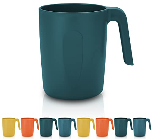 Kyraton Taza con asa 8 piezas, tazas de café 450ml, tazas irrompibles para niños y adultos, taza reutilizable para agua, leche, té, café, para el hogar, camping, picnic, viaje