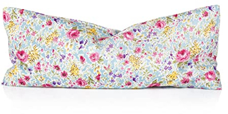Clarity Blend Aromatherapy - Organic Lavender & Flaxseed Eye Pillow for Yoga & Relaxation Pima Cotton Lawn Fabric - Handcrafted in the UK - Pale Blue Floral Print