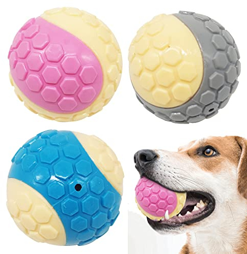 BPS - Set di 3 palline per cani, palla in gomma, suono squeaky indistruttibili ad alto allungamento, taglia M/L, colore casuale (M) BPS-7434 x 3