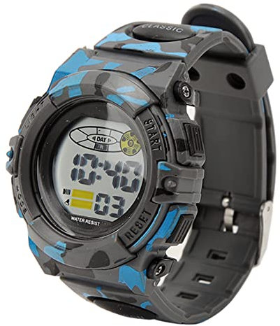Tbest Sportuhr für Männer, Digitale Sportuhr, Wasserdicht, Nachtleuchtend, Chronograph, Uhr für Männer, Studentengeschenk, Outdoor, Camouflage-Farbe (Blau)
