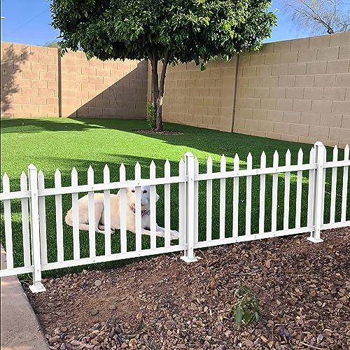 ECOOPTS 30 H x 84 W Vinyl Picket Fence Panels White Decorative Fence for Garden Patio Yard Pool Walkways (20 Pickets, Straight)