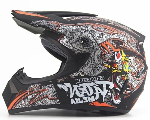 Kinder Crosshelm Mejia – Motorradhelm für Kinder, ABS-Schale, robuster Kinderhelm für Downhill, Quad und Motocross, matt Schwarz, Größe L, 57 – 58 cm
