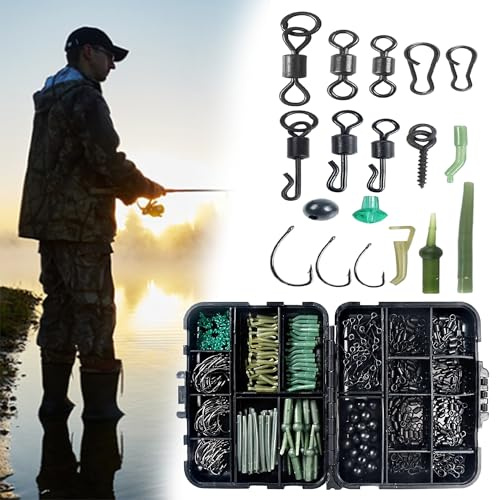 FGXY 420pcs Kits De Hebillas Giratorias De Pesca De Carpa, Accesorios De Pesca De Carpa, De Almohadillas De Goma De Aceite De PerforacióN, con Cajas De Aparejo De Pesca