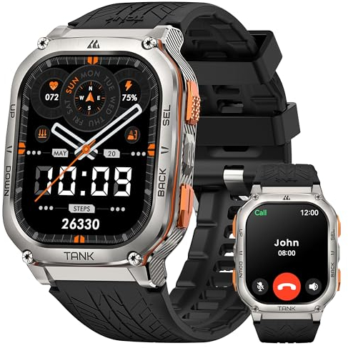 KOSPET M3 Ultra GPS Smartwatch Herren mit Telefonfunktion, 1,85” Touchscreen 5ATM Wasserdicht Fitnessuhr mit Herzfrequenzmessung, SpO2,Schlafmonitor, 170 Sportmodi, 40+Tage Akku Outdoor Sportuhr