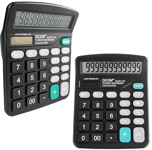 Diompirux 2 Stücke Standard Tischrechner 12-stelliger, Taschenrechner Klein mit großem Display und Sensitive Taste, Dual-Power (Solar und Batterie), Kompakt Taschenrechner für Schule, Büro