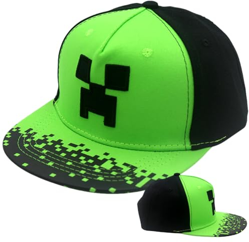 Minnecrafft Baseballmütze Kinder, Minnecrafft Baseballkappe Einstellbare Basecap Cartoon Baseball Cap Kappe Cap Baseballkappe mit Flacher Krempe Verstellbar Baseboard Mütze for Kinder 2-8 Years