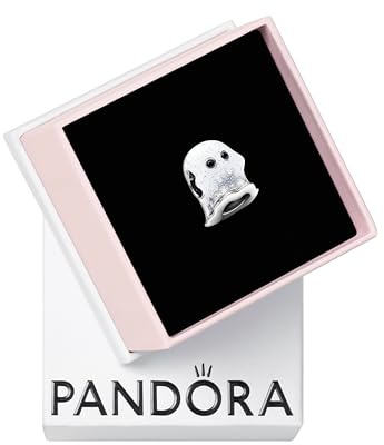 PANDORA Moments Im Dunkeln leuchtendes Boo, das Gespenst Charm aus Sterling Silber mit künstlichem Kristall, Kompatibel Moments Armbänder, 793404C01