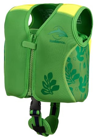Konfidence Schwimmweste – Premium Schwimmjacke mit abnehmbarem Sicherheitsgurt für Kinder | Einstellbarer Auftrieb | CE-konform | Von Schwimmschulen empfohlen (Maui Green, L 19-30kg)