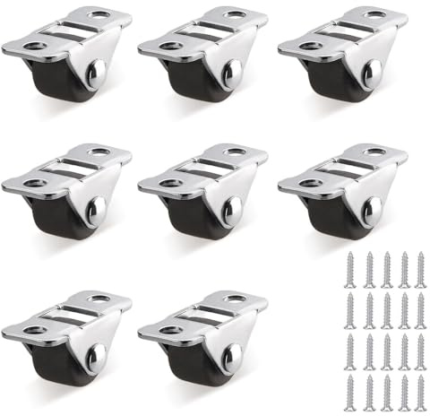 8 Pcs Mini 0.5 Inch Little Rubber Rolling Wheels with Fixed Steel Top Plate Rubber Low Profile Caster Wheels for Small Appliances Furniture DIY Project