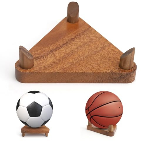 HENGBIRD Supporto da Parete per Palline, in Legno e Metallo, per Pallacanestro, Calcio, pallavolo, Marrone Rustico
