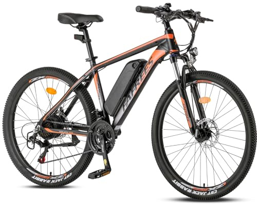 Fafrees 26 Electric Mountain Bike Removable Battery 36V13.5Ah Electric Bike for Adults Men and Women, 21 Speeds, Range up 100km, with LCD Display, Dual Disc Brakes, Front Fork Suspension, Black