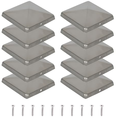 Tappi per pali in acciaio inox, 10 pezzi di copertura per pali da giardino, pali in legno e pali di recinzione (100 x 100 mm)